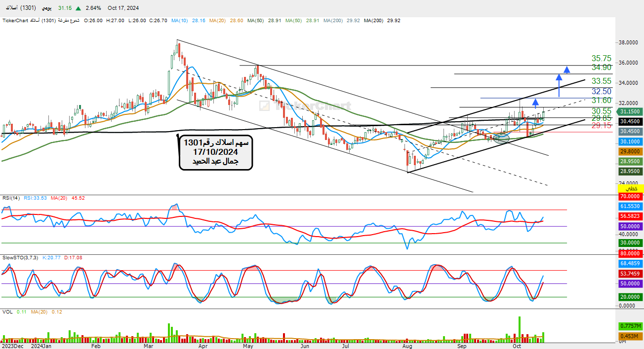 سهم اسلاك رقم 1301تحليل يومى